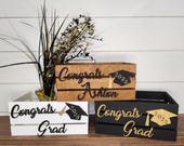 Personalized graduation card box. Custom wooden graduation gift box. Graduation decor.