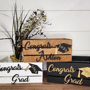Personalized graduation card box. Custom wooden graduation gift box. Graduation decor.