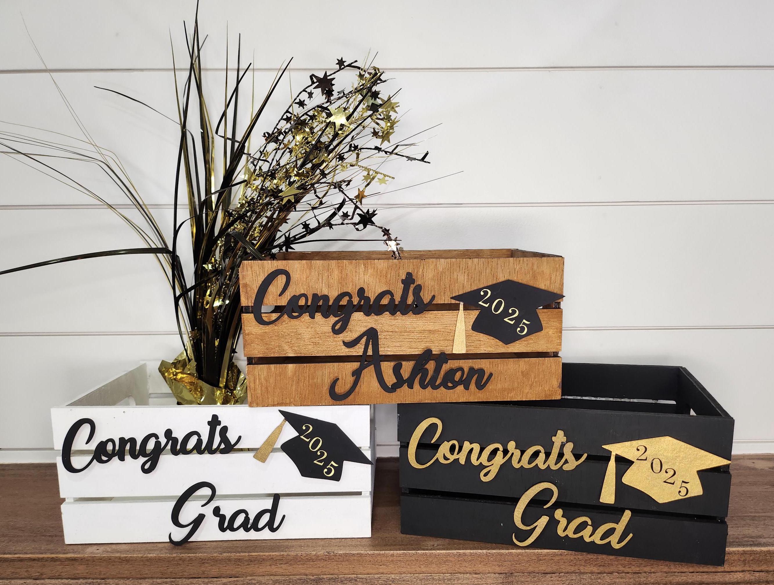 Personalized graduation card box. Custom wooden graduation gift box. Graduation decor.