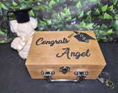 Graduation keepsake box, personalized cards holder for graduate, grad party decor.