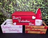 Valentine’s Day Wooden Card Box – Rustic Valentine Gift Crate for Cards & Treats. 9"
