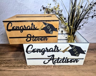 Graduation Card box with slot. Wooden Grad keepsake gifts crate. 12.5"