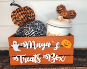 Personalized Wooden Halloween Boo Basket: Trick or Treat Crate with Name