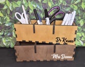 Personalized Wood Desk Organizer: Custom Pencil Caddy, Corporate Gift