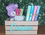 Personalized wooden storage Box for Kids. Custom Name Playroom Organizer & Nursery Decor.