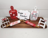 Valentines day home decor. Valentines day gift. Valentines Tiered tray decor.