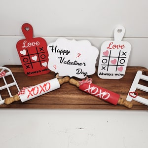 Valentines day home decor. Valentines day gift. Valentines Tiered tray decor.