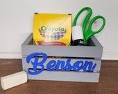 Small wooden box for kids. Cute desk decor mini crate. Back to school gift. 5&quot;