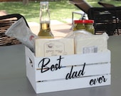 Custom wooden gift basket for men. Personalized men&#39;s wooden gift box. Custom box for dad. Father&#39;s day gift for dad from kids.