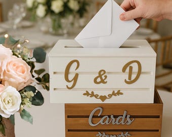 Wedding Card Box – Personalized Rustic Wooden Crate for Reception Table.  9" or 12.5"