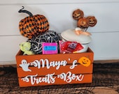 Personalized Halloween treats and gifts crate: Spooky storage for candies and goodies. Halloween wood gift box. Boo basket. 9&quot; & 12.5&quot;