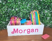 Personalized Wooden Desk Organizer | Pencil Holder | Preppy Room Decor