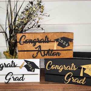 Personalized  graduation card box. Custom wooden graduation gift box.  Graduation gift crate 2024. 9"