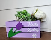 Hand-Painted Spring Wooden Box: Tulip Decor, Mini Crate (5")