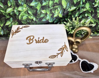 Bride Keepsake Box – Wooden Wedding Suitcase Memory Case – Bridal Shower Gift