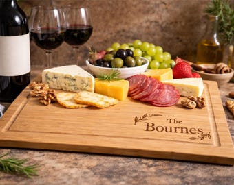 Valentine’s Bamboo Custom Cutting Board – Engraved Charcuterie Platter 18x12".