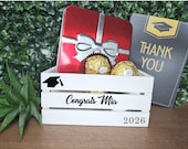 Personalized Mini Graduation Crate: Small Wooden Box, Money Holder (5 inch)