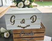 Wedding card box. Rustic wooden crate for wedding decorations. 9&quot; and 12.5&quot;