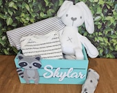 Personalized Baby Storage Box | Wooden Nursery Basket for New Mom 9".