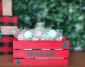 Christmas mini crate for tiered tray decor. Personalized christmas gift wooden small box for trinkets or candy.