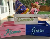 Personalized wooden crate for playroom decor. 12.5&quot;