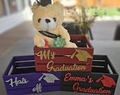 College colors card box for graduation party decorations. Personalized college graduation gift box. Class of 2025.