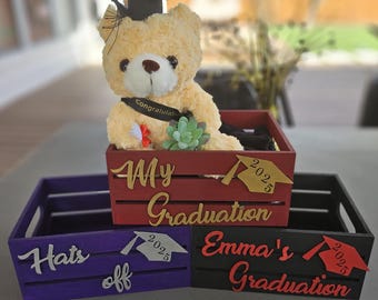 College colors card box for graduation party decorations. Personalized college graduation gift box. Class of 2025.