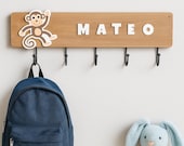 Wooden Kids Coat Rack | Wall Mounted Hooks with Name | Custom Nursery Decor