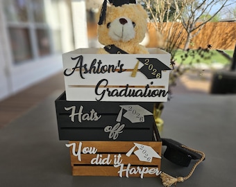 Graduation Card Box: Personalized Wooden Keepsake Gift.