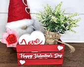 Valentines mini crate for tiered tray. Personalized wooden box (5")