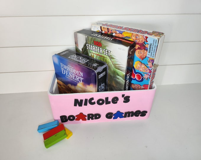 Custom wood box for kids. Board game storage for family game night. (Medium)