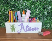 Personalized desk organizer. Pencil holder farm theme for kids.