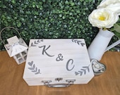 Rustic Wedding Time Capsule Box: Personalized Wooden Keepsake for Couples gift.