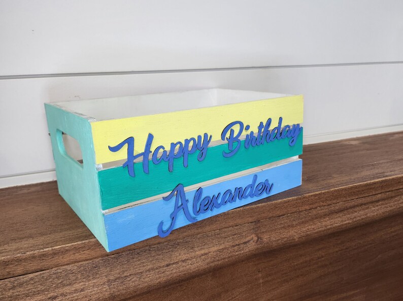 Personalized Birthday Crate for Kids. Gift Basket for Etsy