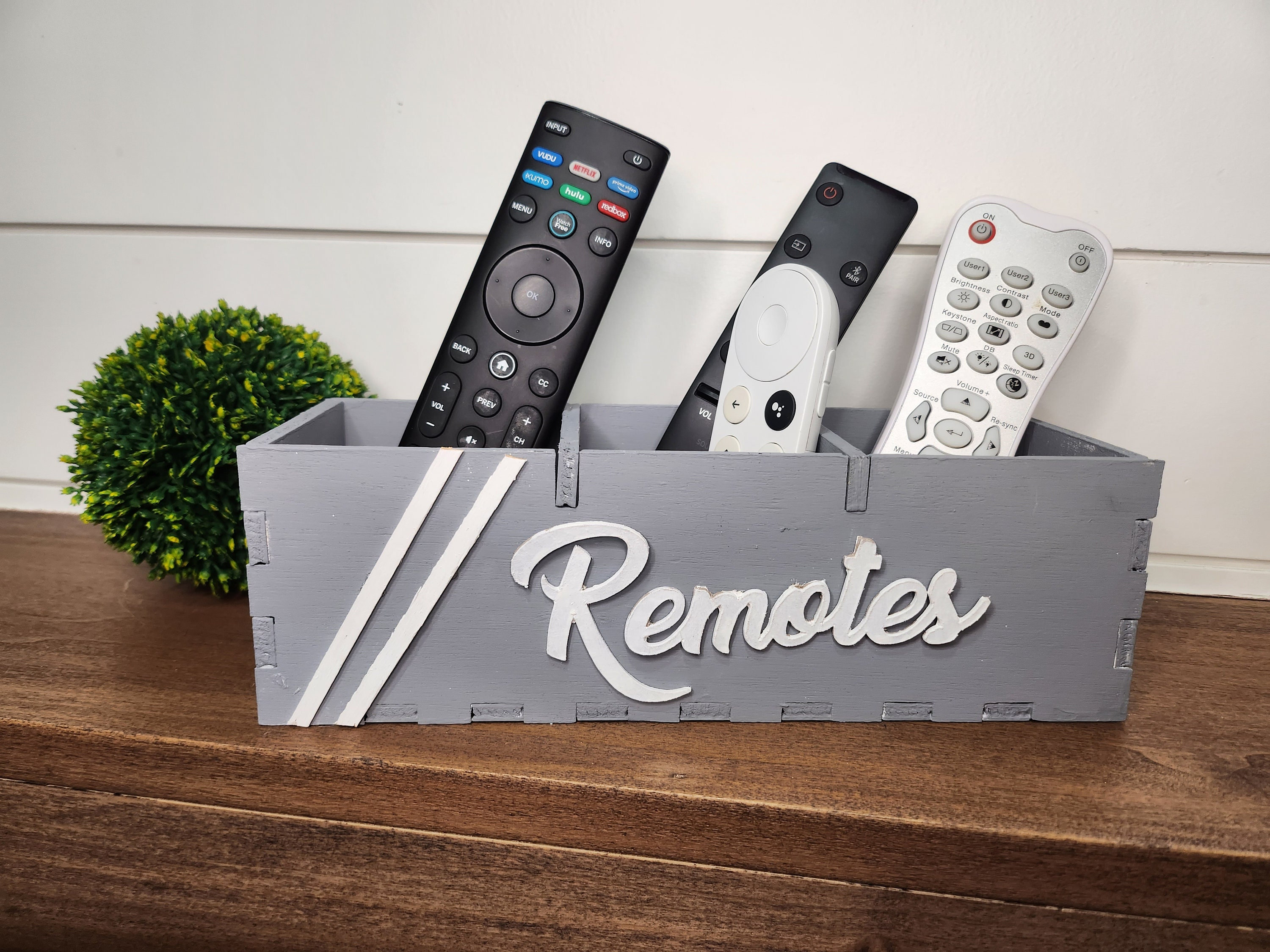 Handmade Wooden Remote Control Holder Organizer: 3-compartment Caddy - Etsy