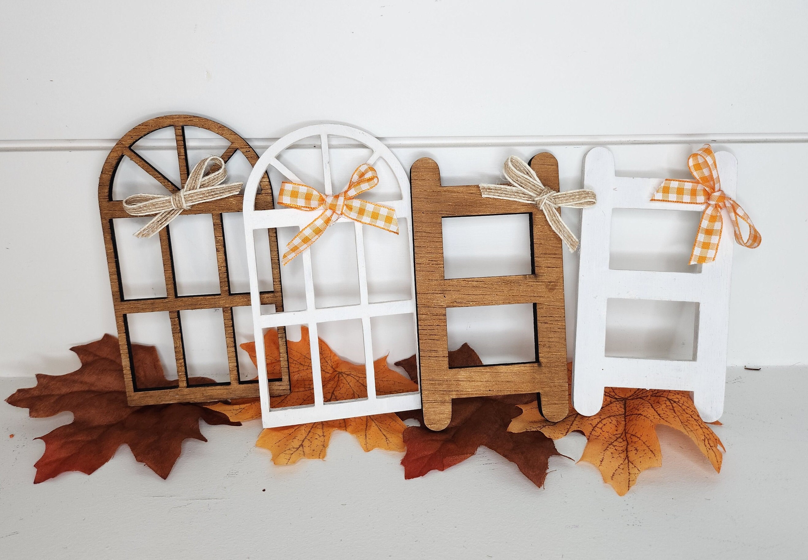 2 mini ladders and 2 mini windows for fall decor.