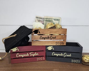 Mini crate for graduation gifts. Graduation money holder. Graduation decorations. 5"