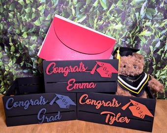 Black Rustic Graduation Card Box, Keepsake Holder (9" or 12.5").