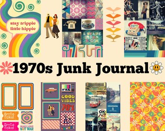 1970s Prints, Digital Paper, Junk Journal, Cut And Collage, Groovy, DIY Craft, PNG