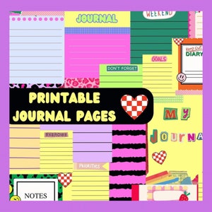 Retro Journal Prints, Digital Paper, Backgrounds, Scrapbooking, DIY Stationery