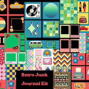Retro Vintage Digital Junk Journal, DIY Ephemera