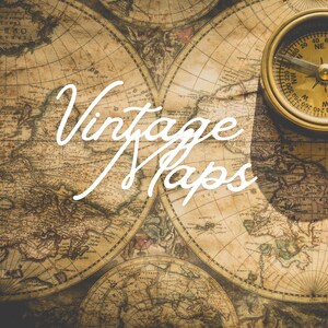 Utskrivbara vintagekartor, digitalt bakgrundspapper, gör-det-själv-pyssel