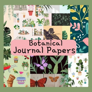 Druckbare botanische Hintergründe, digitales Papier, Collage Sheets