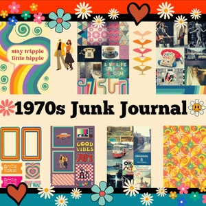 Printable 1970s Junk Journal, Collage Sheets, Ephemera, Scrapbooking, Digital Download