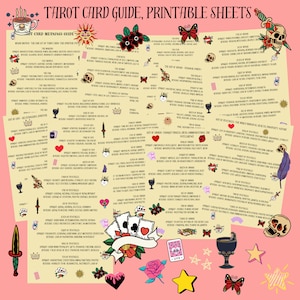 Guide de signification des cartes de tarot, impressions PNG, feuilles imprimables, téléchargement numérique