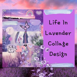 Lavender Collage Sheet, Purple Print, Digital Paper, Background