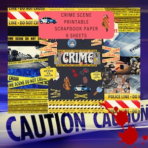 Printable Crime Scene Sheets, Digital Download, Scrapbooking, DIY Craft