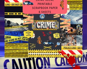 Printable Crime Scene Sheets, Digital Download, Scrapbooking, DIY Craft