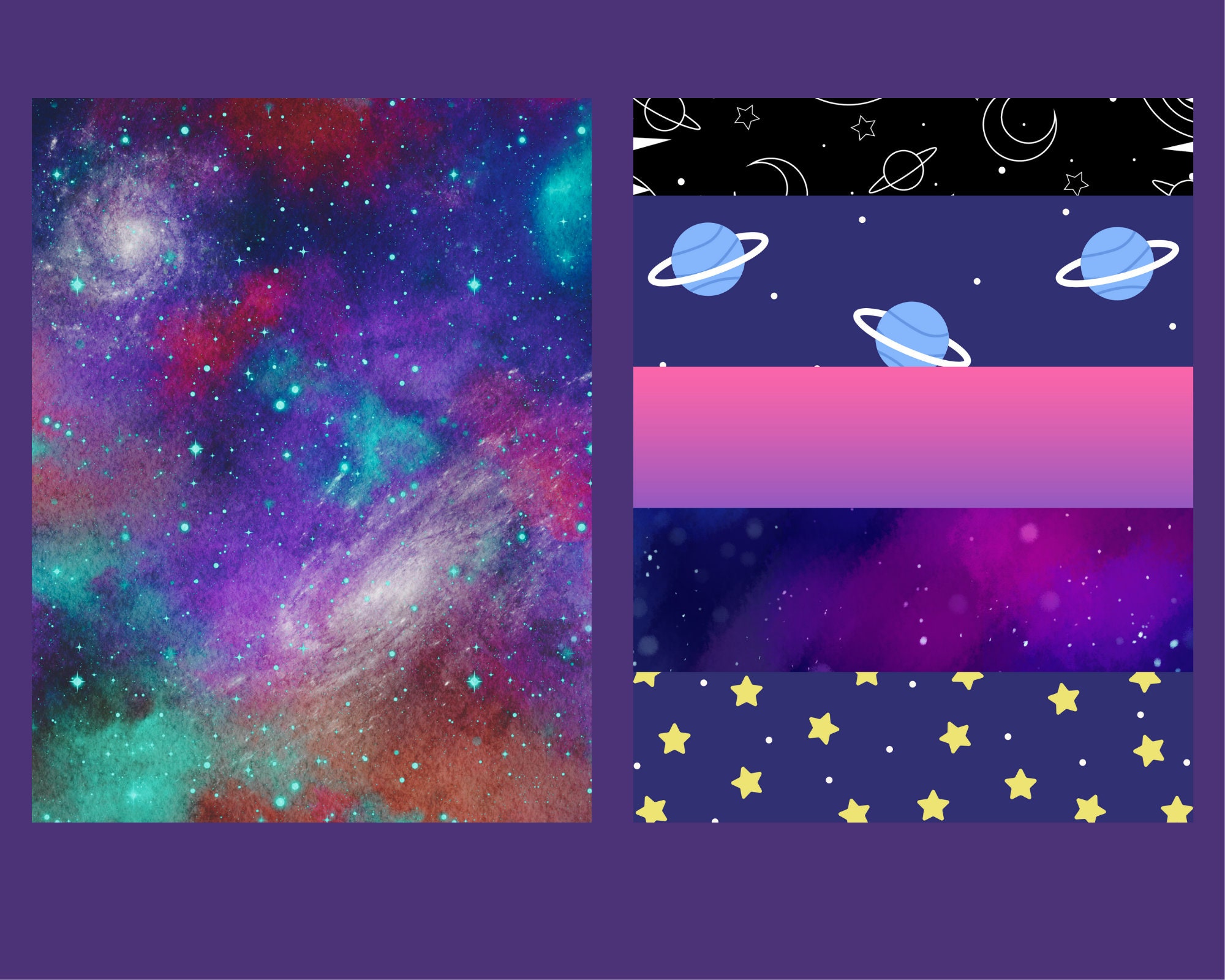 Space Journal Paper Printable Space Junk Journal, Digital Paper, PNG, Scrapbooking, DIY ...
