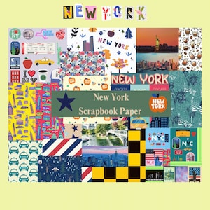 Sfondi di New York, carta digitale, 12 x 12 pollici, taxi di New York, artigianato fai da te, effimeri di scrapbooking